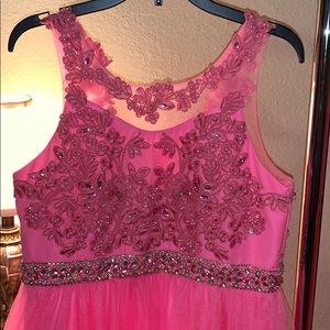 Pink prom dress up to knee